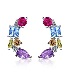 Fashion Female Earrings 925 Sterling Silver Square Colorful Zircon Earrings For Women Wedding Jewelry Girlfriend Gift Pendientes