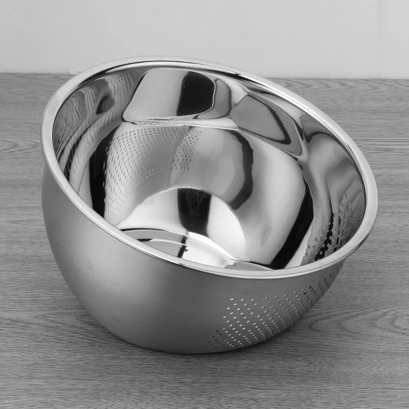 

Inclined bottom basin 304 stainless steel drain basket rice sieve rice bowl fruit basket household kitchen rice washer