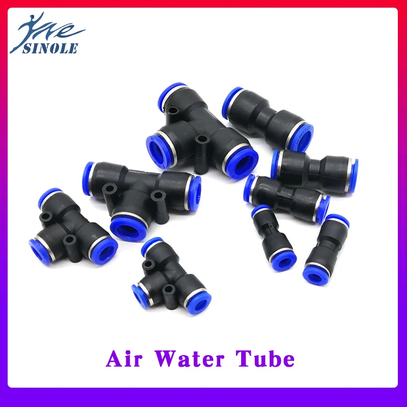 1Pcs Pneumatic Straight Union Connectors for Air Water Tube Air Pipe Joint fittings Plastic quick connector T-type tee