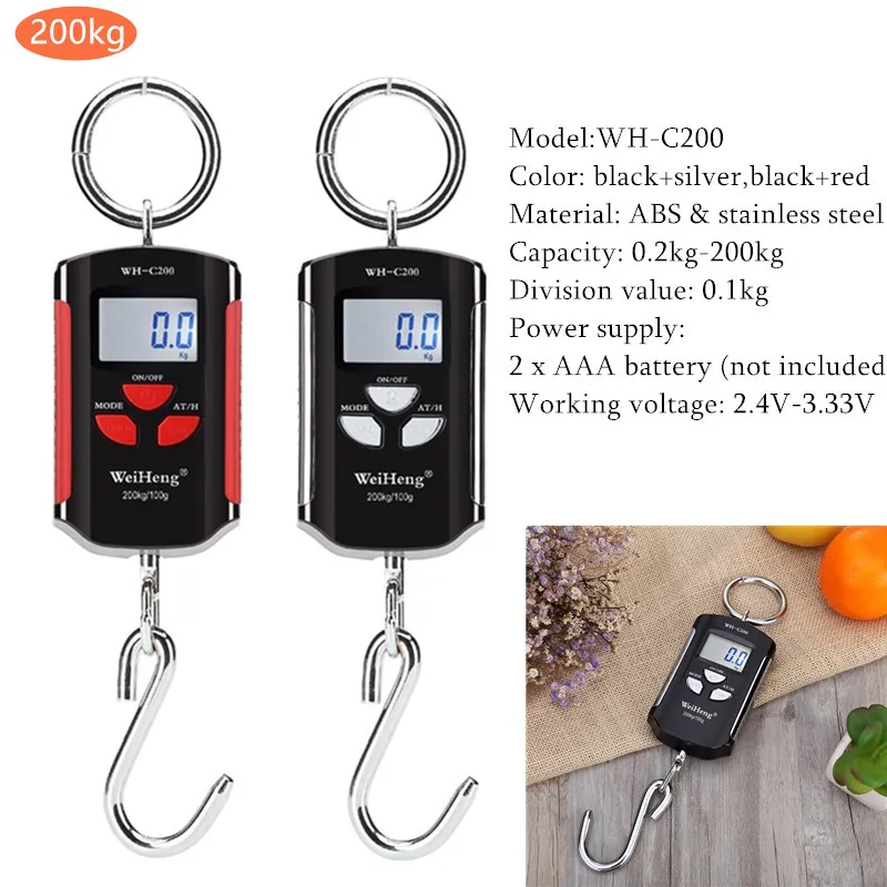 Crane Scale Digital Weight 300kg 150kg/50g 200kg/100g 500kg/100g Heavy Duty Hanging Hook Scales Portable Digital Stainless Steel