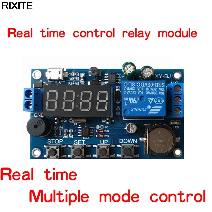 DC 5V Real time Timing Delay Timer Relay Module Switch Control Clock Synchronization Multiple mode control Wiring diagram