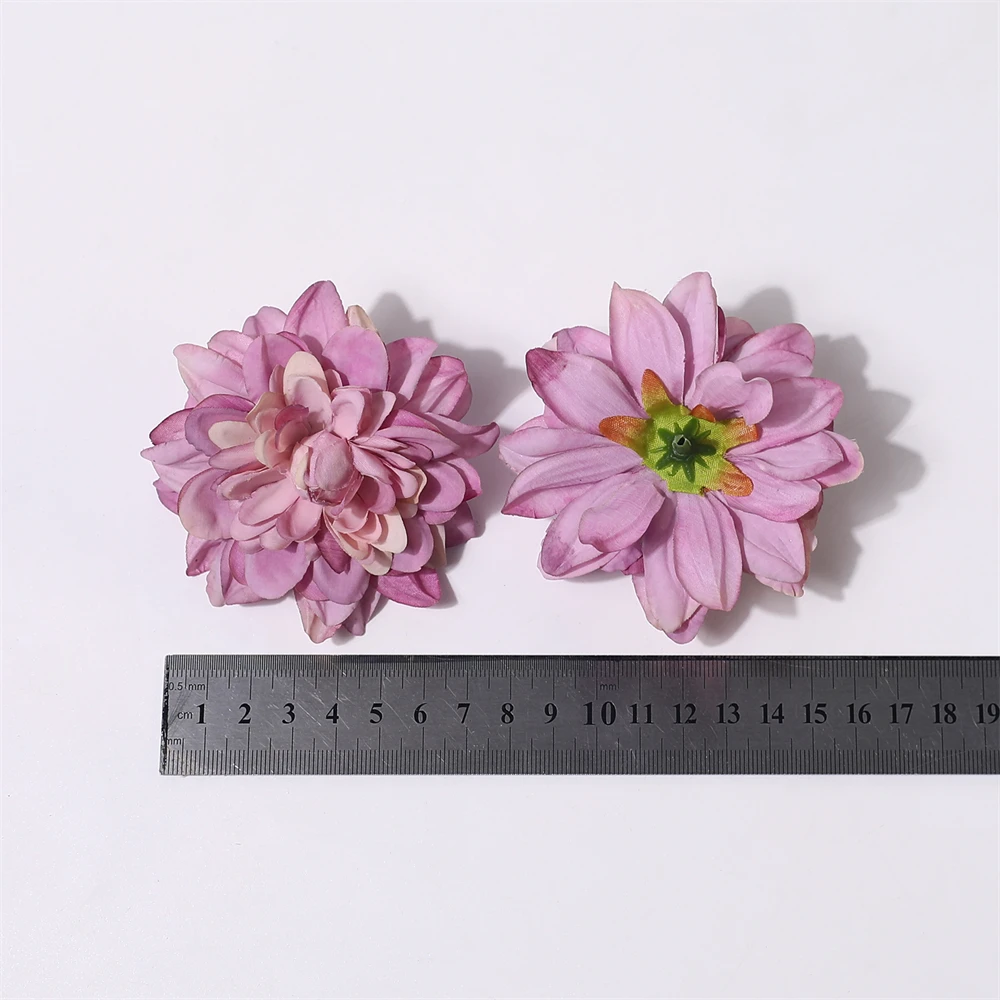 5PCS Dahlia Artificial Silk Flowers Heads For Wedding Home Decoration DIY Wreath Gift Box Scrapbooking Craft Fake Flower Head