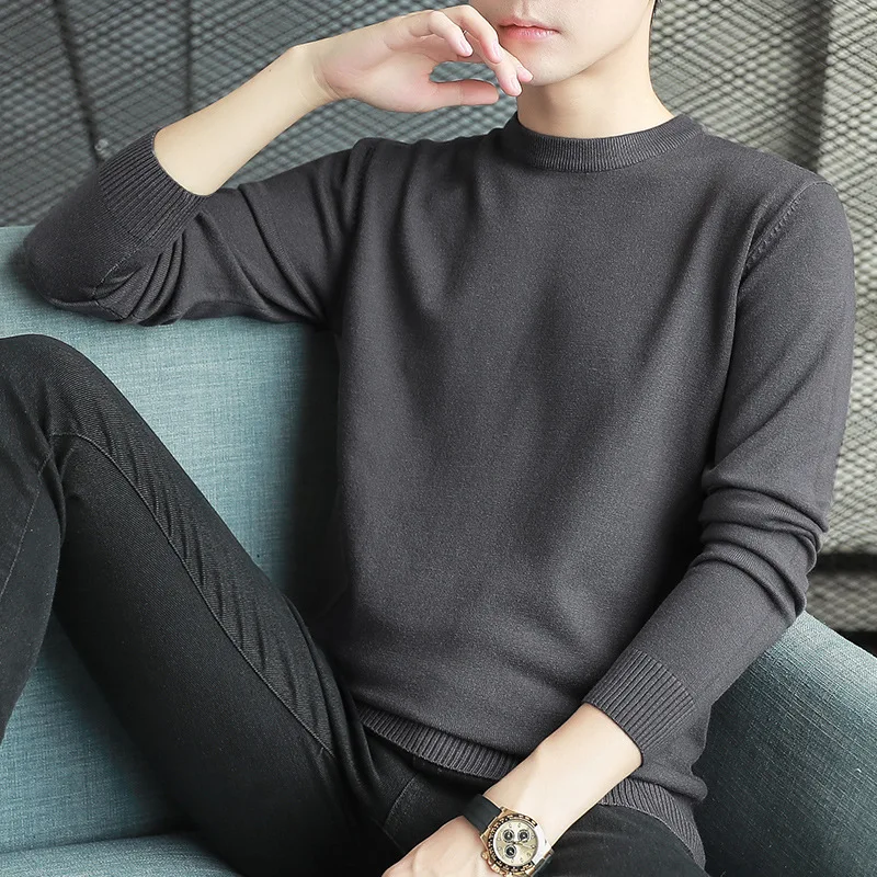 

MRMT 2024 Brand New Men's Sweater Round Half Turtleneck Top Knit Men Sweater Solid Color Sweater Bottoming Man Sweaters For Male