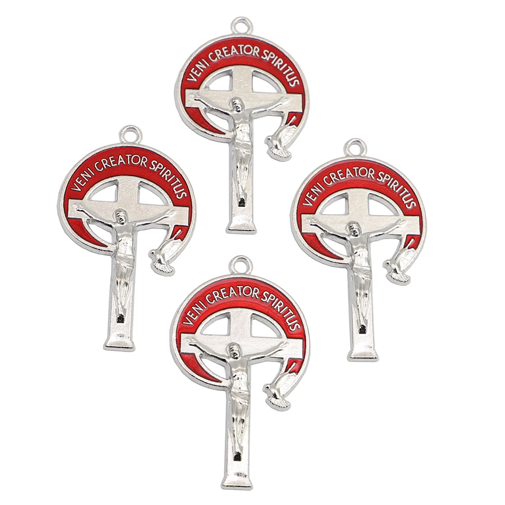 50pcs of Red Enamel with Cross of the Renewal 'Veni Creator Spiritus' Crucifix Cross