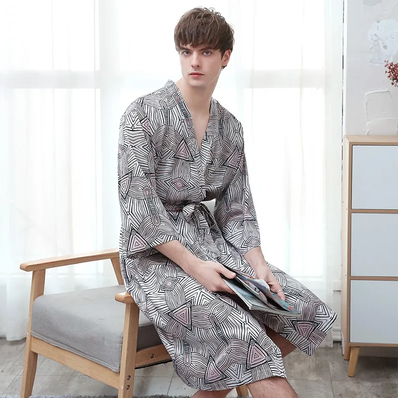 2021 Mới Áo Kimono Áo Choàng Satin Váy Ngủ Đồ Ngủ Người Yêu Áo Tắm Váy Ngủ Váy Ngủ Cổ Thân Mật Quần Lót Nhà Quần Áo