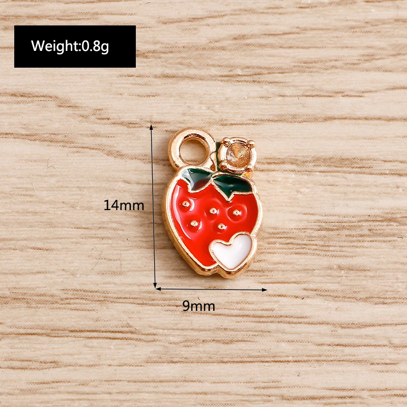 10 teile/los Emaille Charms für Ohrringe Anhänger Halsketten Obst Erdbeere Ananas Banane Orange Charms Handgemachte Schmuck Machen – Detail 15