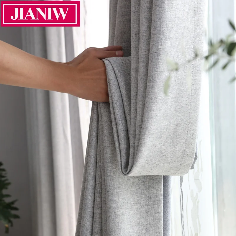 JIANIW 80-85% Shading Rate Home Decor Blackout Curtains For Living Room Drapes Faux Linen Curtain for Bedroom Window Customized