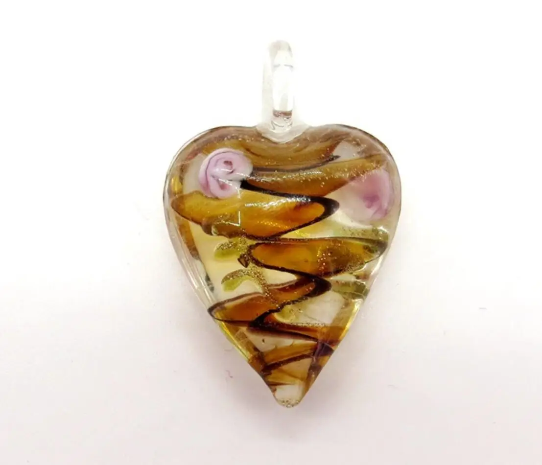 New Handmade Murano Lampwork Glass LiuLi  Heart Pendant 30*35MM Fit Necklace  Jewelry Gifts LL76