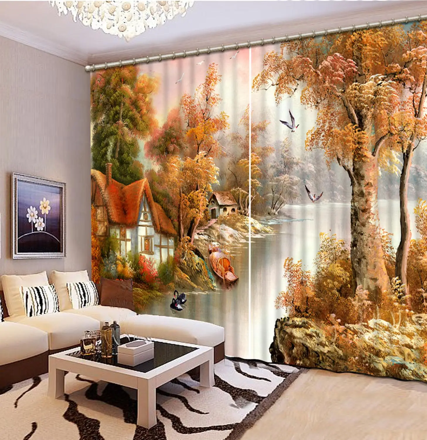 customize 3D curtains for living room bedroom window curtain children room Dream oil painting landscape blackout curtains 3D