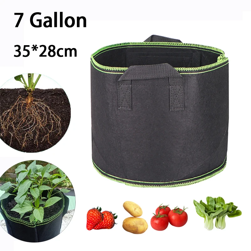 

7 Gallon Hand Held Plant Grow Bags Fruit Plants Thicken Plant Growing Large Capacity Fabric Pot Growth Bags Home Garden