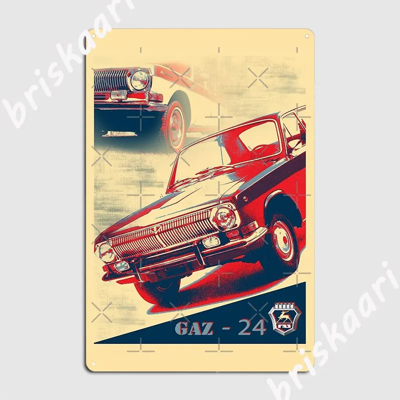 Volga Russian Classic Car Gaz 24 Metal Plaque Poster Club Home Funny Plaques Party Tin Sign Poster