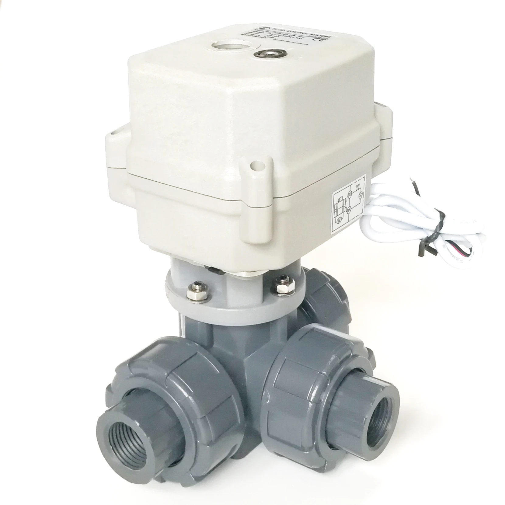 230V Electric Motorized 3-way Ball Valve with 15Nm Actuator, 1/2