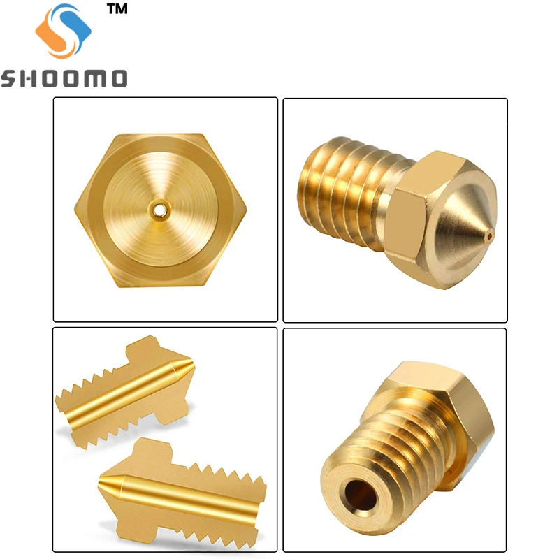 SHOOMO 3D Printer Extruder Brass Nozzles Print Head for 1.75mm 3.0mm Filament E3D V5 V6 Anet 8 Anycubic i3