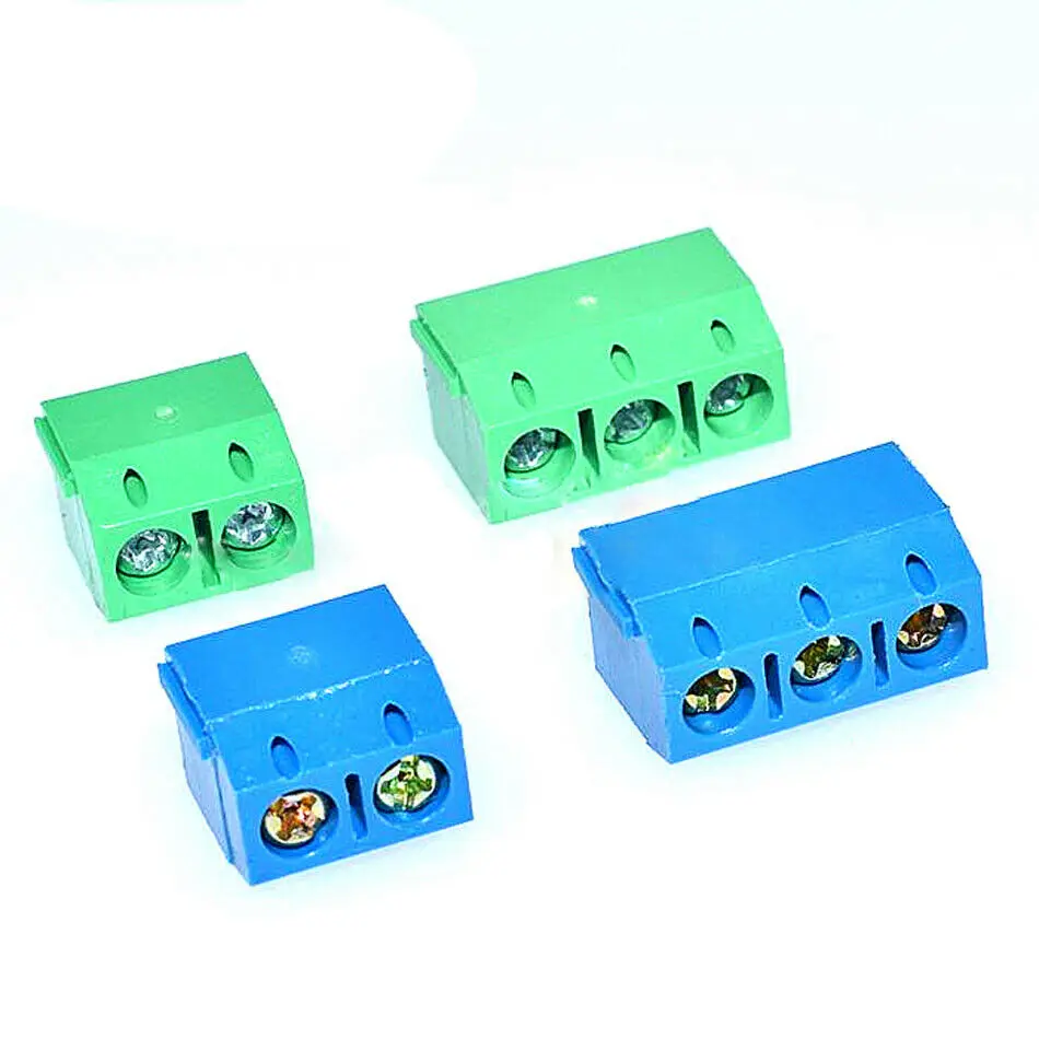 10Pcs/lot KF301-5.0MM 2P KF301-3P Pitch 5.0mm Straight Pin 2P 3P 4P Screw PCB Terminal Block Connector Blue Green