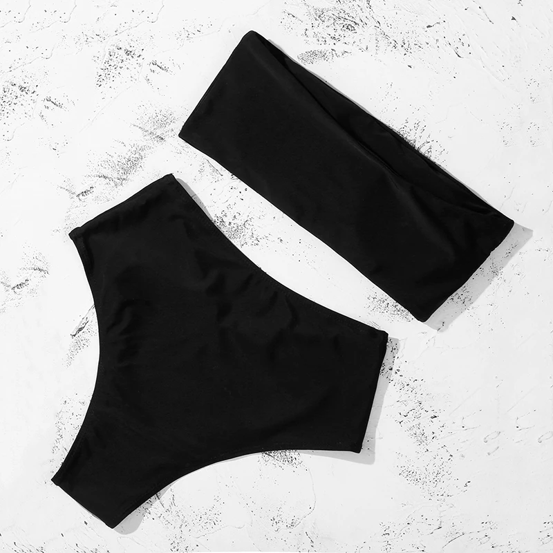 ZTVitality بيكيني أسود بدون حمالات مثير 2025 أحدث حمالة صدر مبطنة عالية الخصر ملابس السباحة النسائية الصلبة البرازيلي ملابس النساء