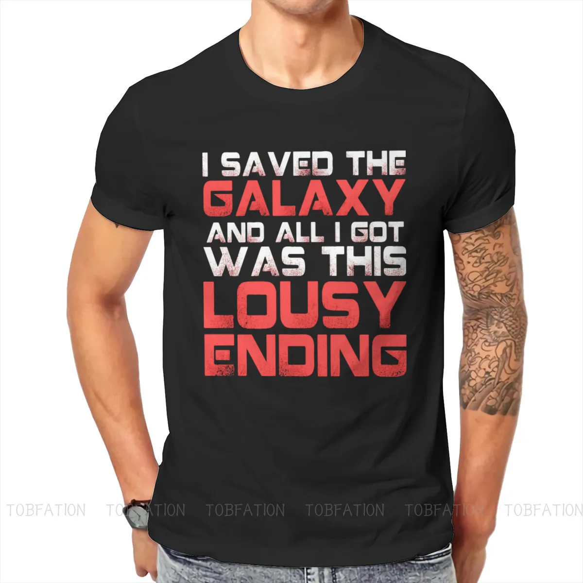 ALL I GOT WAS THIS LOUSY ENDING Newest TShirts Mass Effect Commander Shepard Asari Game Male Cotton Streetwear T Shirt Big Size