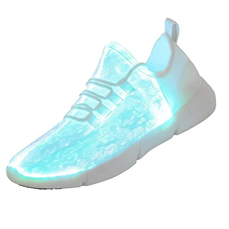 New Summer Fiber Optic LED Shoes Light Up Sneakers with USB Charging Flashing Luminous Shoes Rechargeable for Girl Boy Men