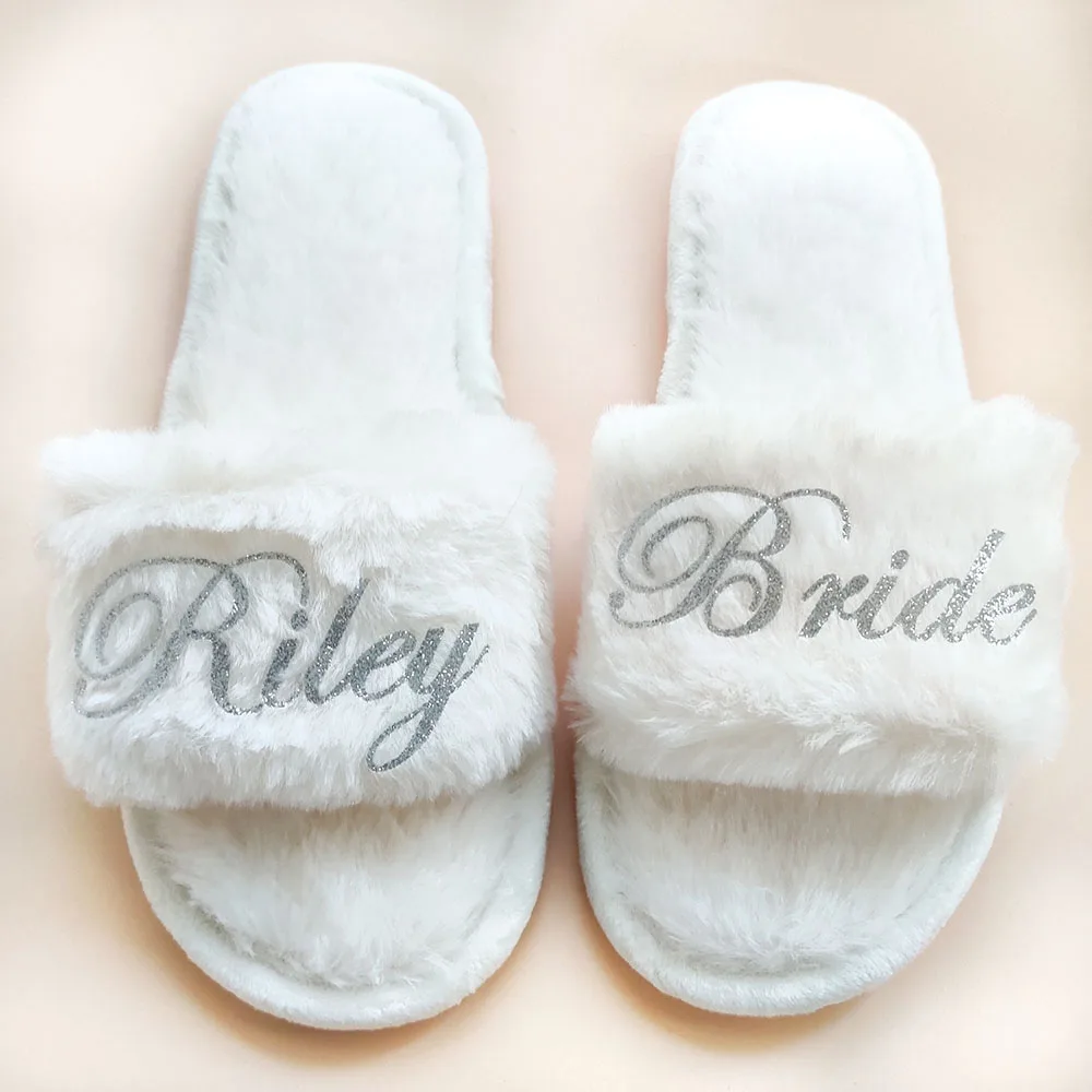 Personalized Coral Slippers for Wedding, Custom Bridesmaid Slippers for Bride,Bridal Shower, Hen Night, Bachelorette Party Gifts