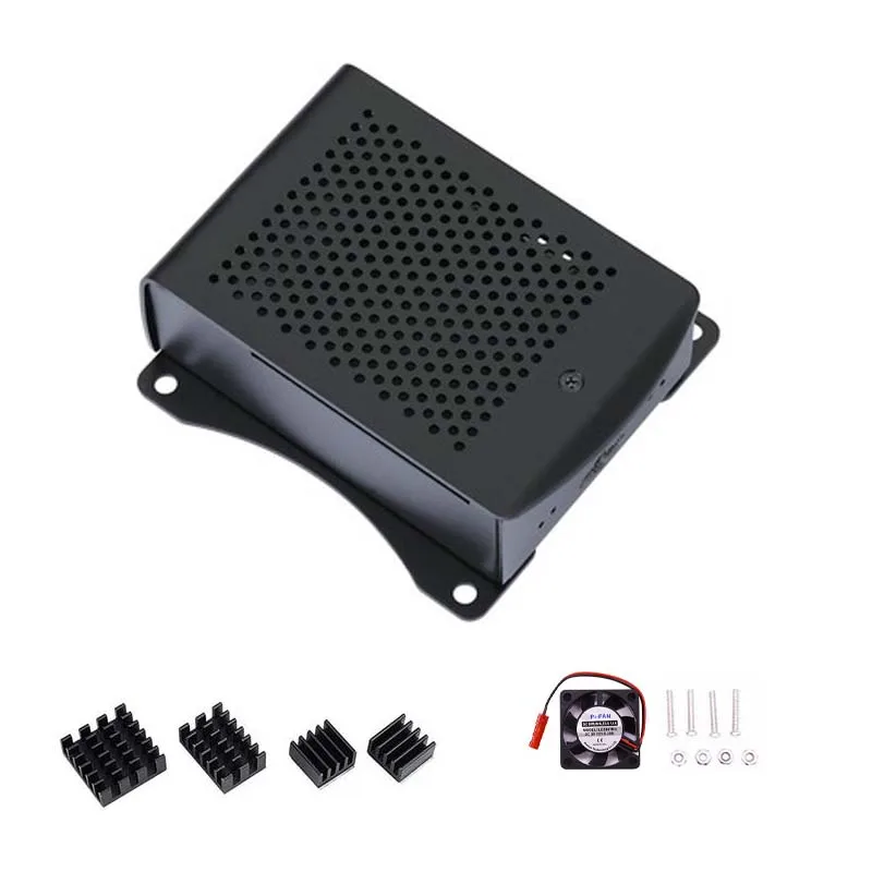 Newest Aluminum Raspberry Pi 4 Case with fan Hanging bracket Compatible + Heatsink for Raspberry Pi 4 Model B