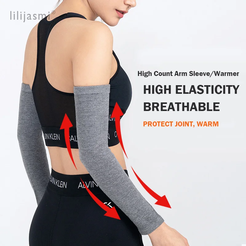 Women Thin Arm Sleeve Warmer Cotton Blend Soft Yarn Spring Summer Sport Protection Arm Support Smooth Soft Knitted Arm Warmers