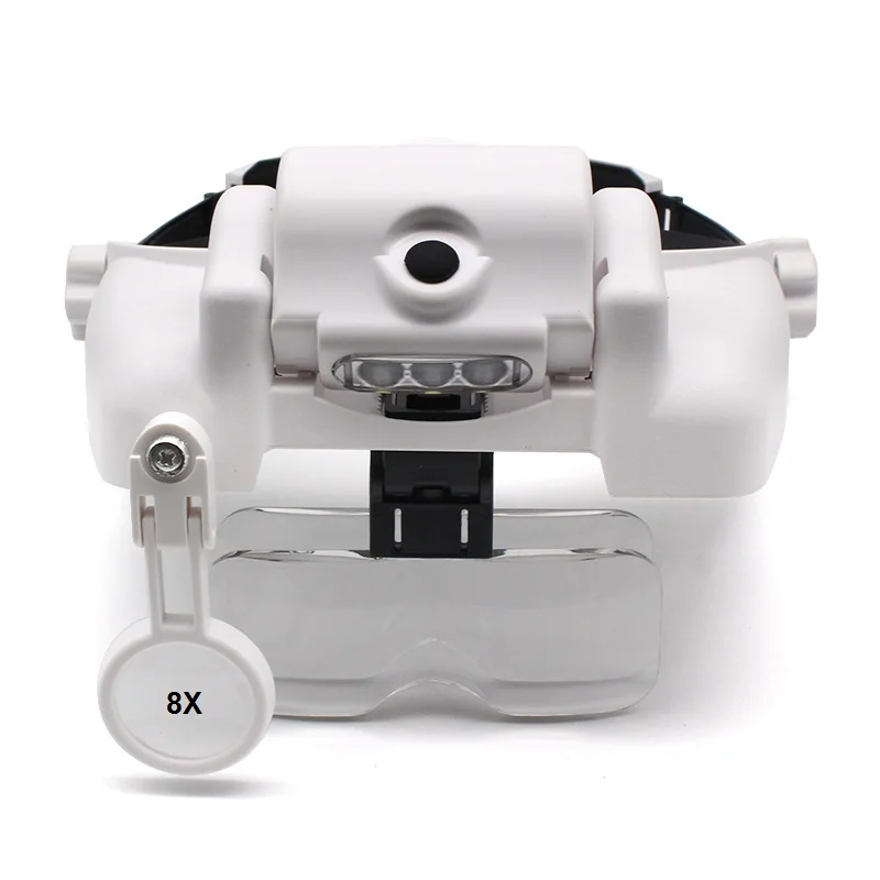 Headband Illuminated Magnifier Rechargeable Repair Solder Magnifying Glasses Interchangeable Lens Third Hand Loupe for Soldering