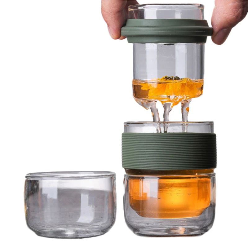 Delicate Reizen Theewaar Sets Met Carring Gevallen Hittebestendig Glas Theepot Met Kleine Glazen Filter Bloem Thee Draagbare Teawares
