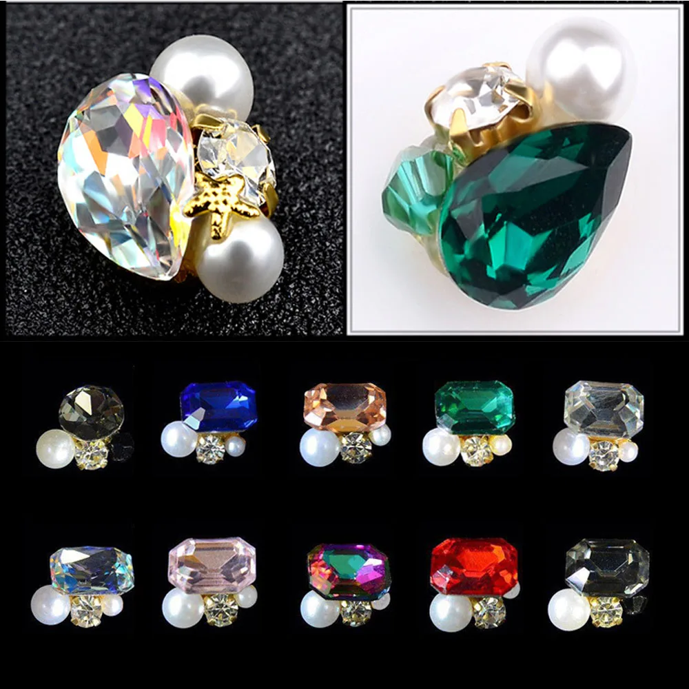 30 Colors  Rhinestone Design Charms Alloy Nail Art Decorations Manicure Jewelry Diamond Accessories