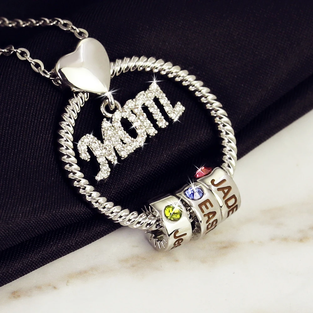 Personalisierte Familiennamen-Halskette für Maman Mamma Mama Mom Nanny GiGi Frauen-Halskette, individuelles Geschenk zum Muttertag – Detail 11