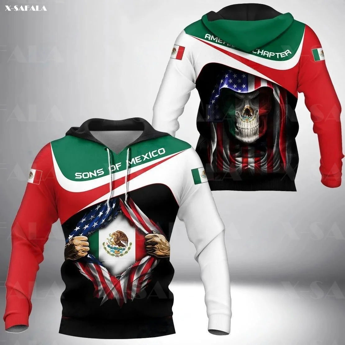 

SONS of MEXICO Eagle Skull Flag 3D Print Zipper Hoodie Man Female Pullover Sweatshirt Hooded Jacket Jersey Tracksuits