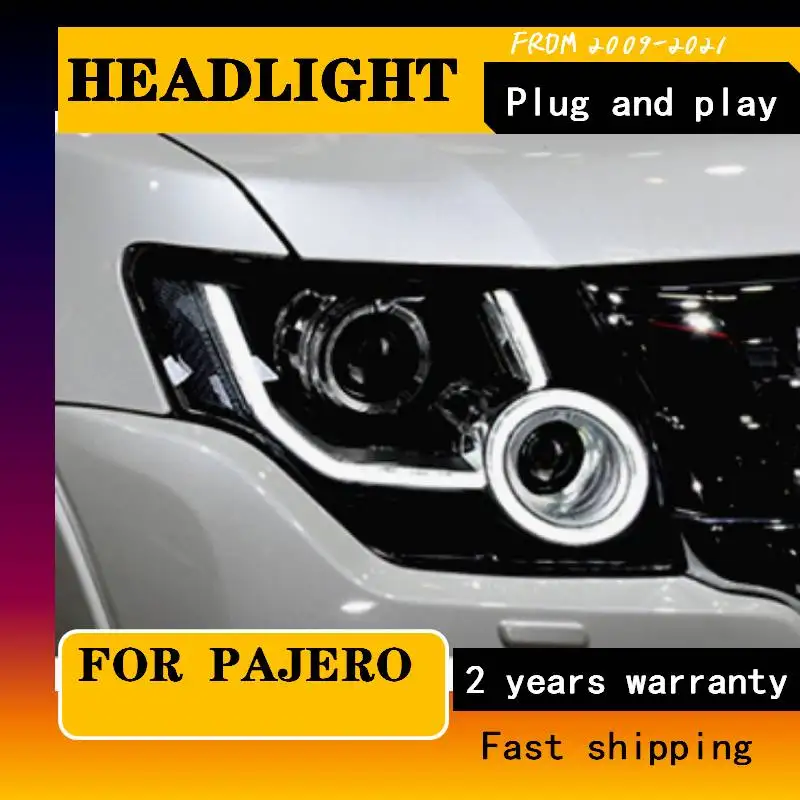 

2 PCS Car Lights Automotive Parts For Mitsubishi PAJERO V93 V97 Head Lamps LED Daytime Light Dynamic Turn Signal Accessories