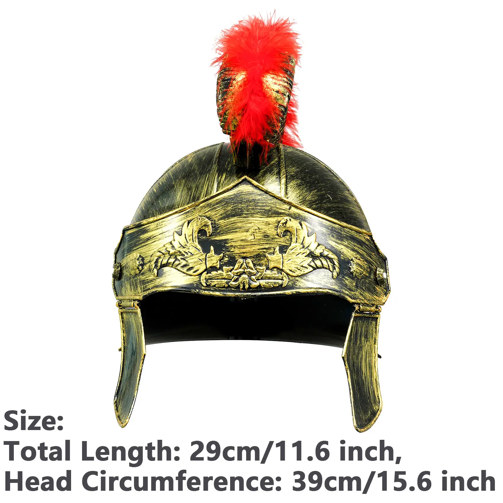 Men Medieval Armour King Roman Plastic Helmet Red Crested Samurai Hat Spartan Warrior Headwear Halloween Cosplay Accessories