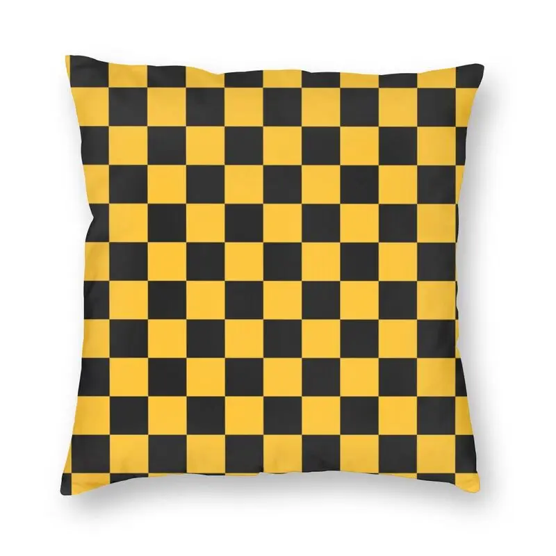 

Luxury Gold Checkerboard Pattern Cushion Cover 40x40 Home Decorative Printing Check Geometric Throw Pillow for Car Double-sided