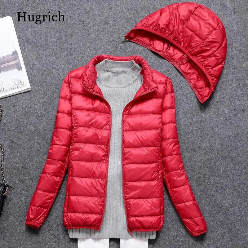 

Winter Women Ultralight Thin Down Jacket White Duck Down Hooded Jackets Long Sleeve Warm Coat Parka Female Portable Outwear