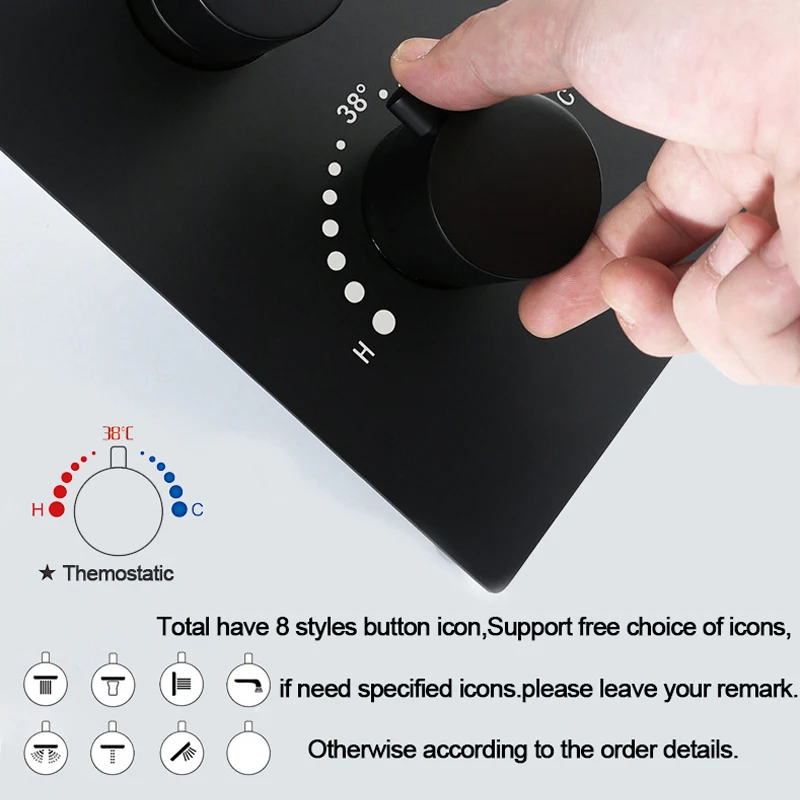 M Boenn Luxury Bathroom Accessories Shower Controller Wall Embedded Faucet Bath Thermostatic Valve Concealed Mixer Brass Black