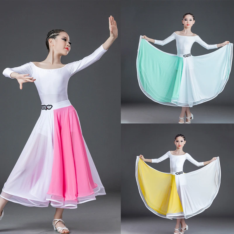 Children'S Latin Dance Costume Dress For Girls Top Gradient Skirt Latin Dance Competition Dress Ballroom Dance Dress SL5736