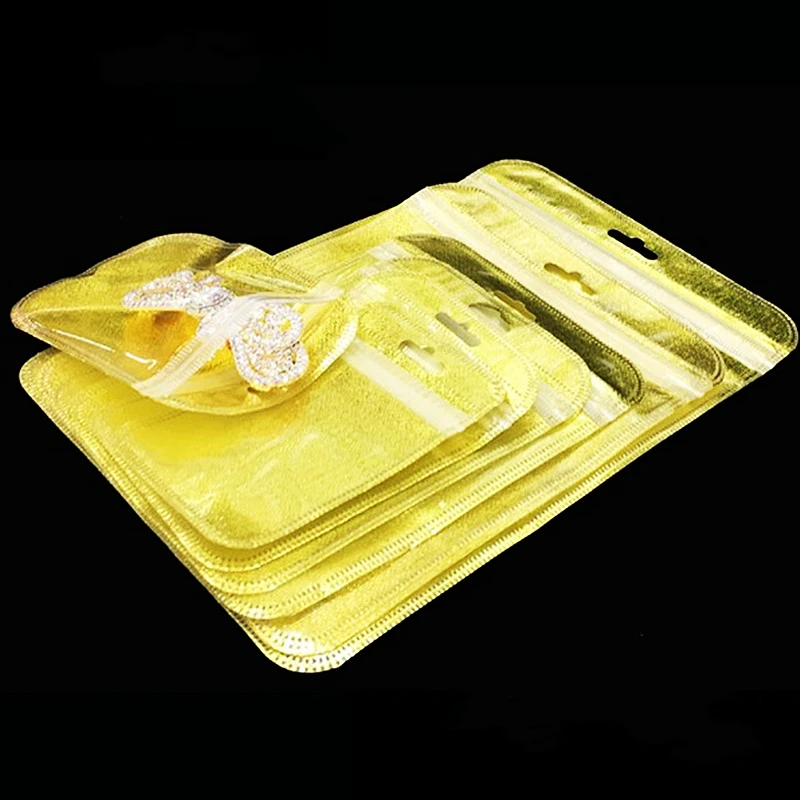 10000pcs/lot 10.5*15cm Gold/Silver Self Seal Zipper Plastic Retail Packaging Storage Bag Zip Lock Plastic Bag Hang Hole pouches