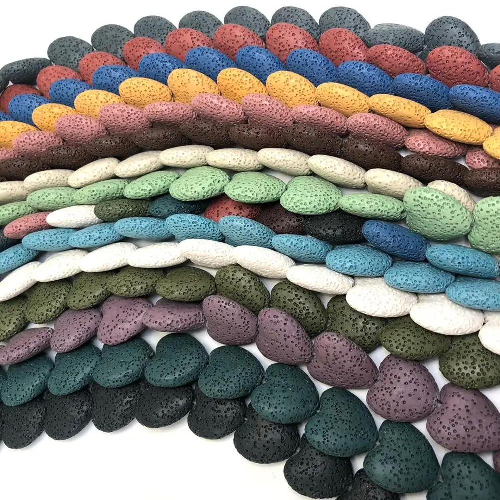 20/26mm Heart Color Natural Volcanic Rock Lava Spacer Beads Loose Beads For Charms Earrings Necklace Bracelet Making DIY Jewelry