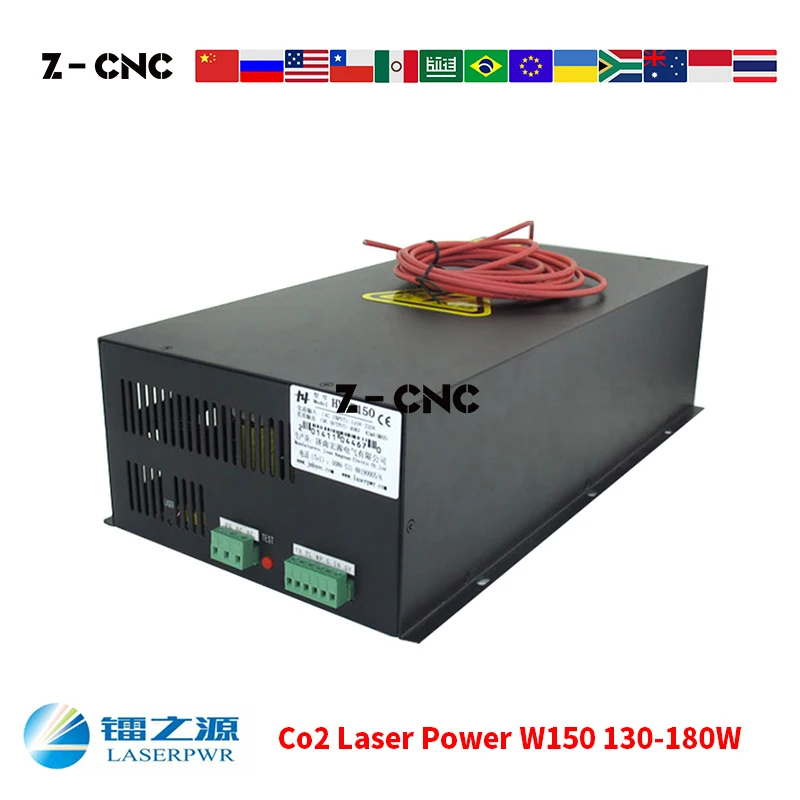 Co2 W150 Laserpwr Para o Tubo Do Laser de Potência Do Laser de Alimentação 130 140 150 160 170 180W FONTE de ALIMENTAÇÃO de chips A Laser Preto Hongyuan W150 Ac110 Ac220 Co2 Poder