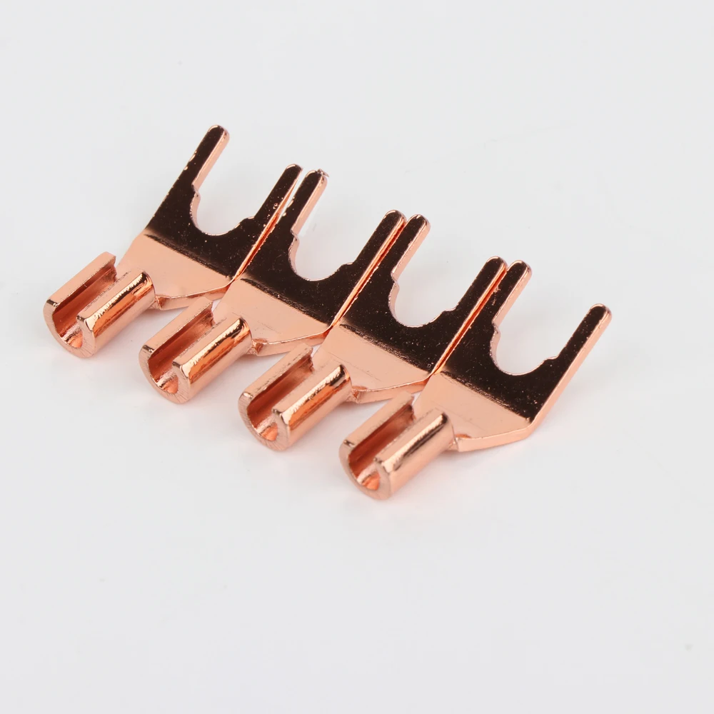 4 Stück High-End Kupfer-Lautsprecher-Y-Stecker Hifi Audio Rotkupfer-Stecker mit DIY-Lautsprecherkabel – Detail 5