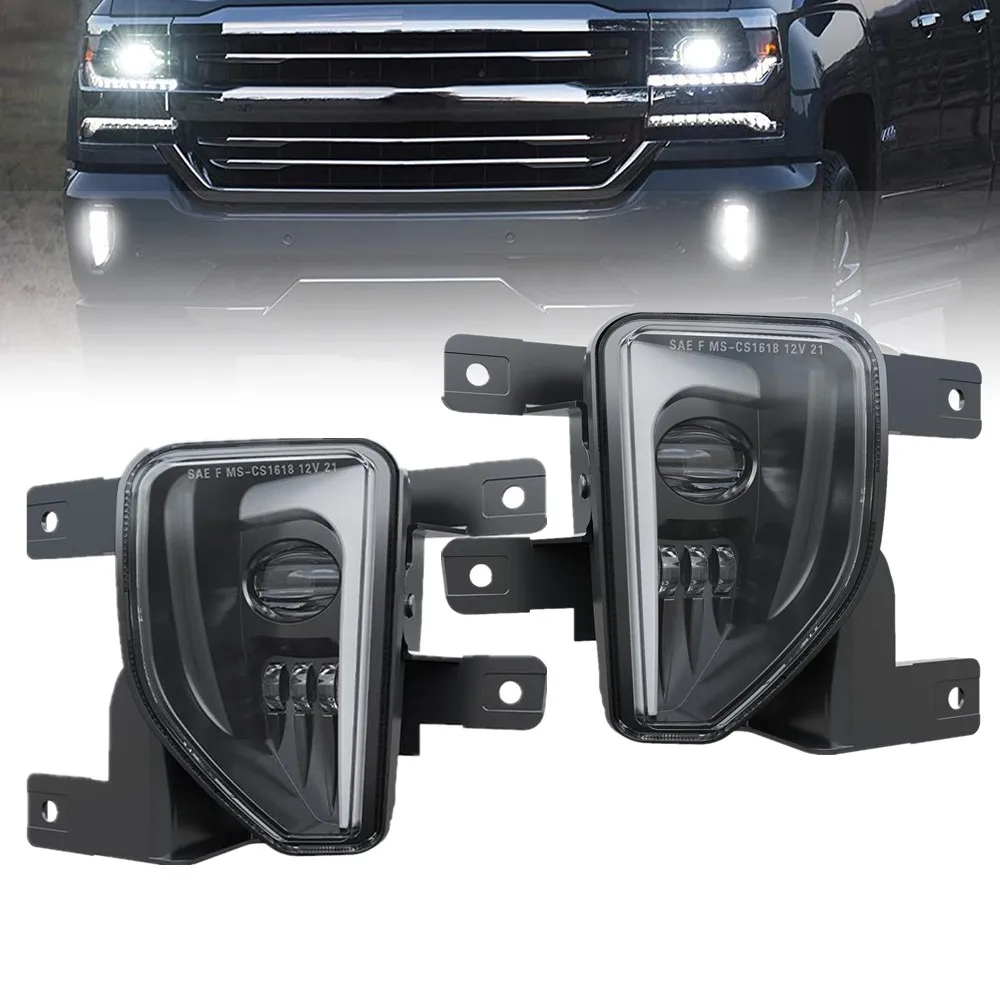 

2pc 50W 12V Car White DRL LED Fog Lights For 2016 2017 2018 Chevy Silverado 1500