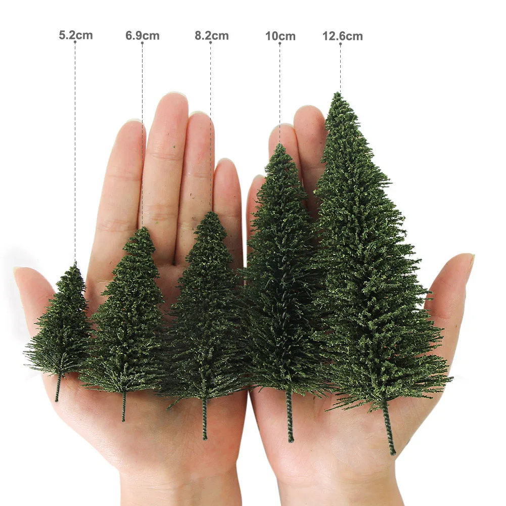 Evemodel 5cm-12.5cm Model Pine Trees Deep Green Pines For HO O N Z Scale Model Railway Layout Mini Scene S0804