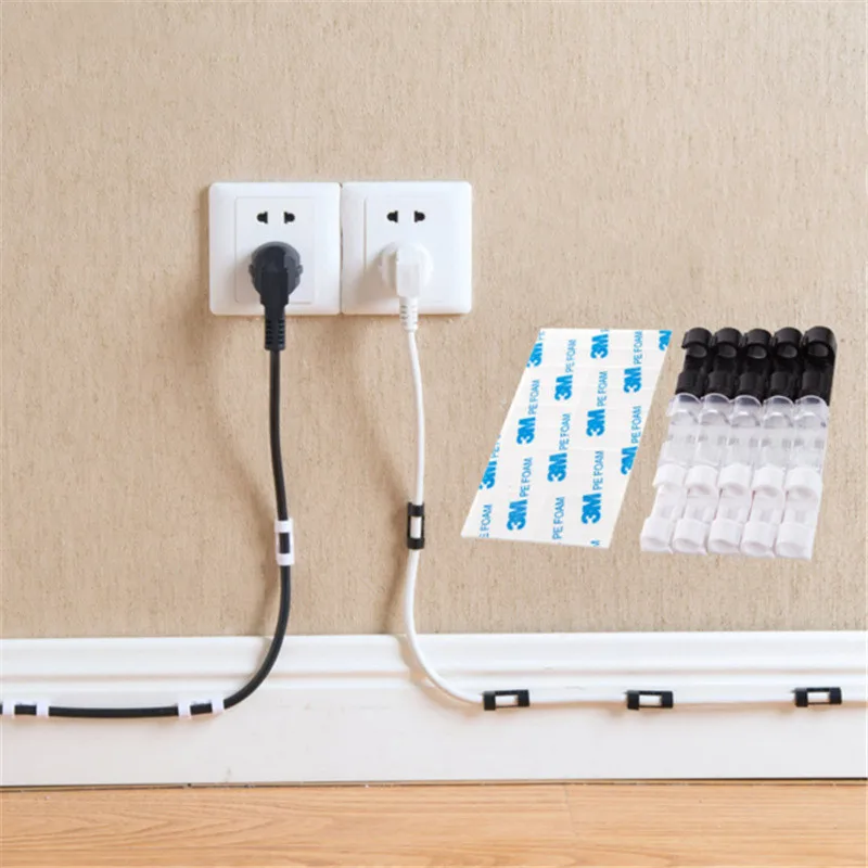 20Pcs/set Wire Cable Management Organizer Charging Lines USB Holder Self-Adhesive Storage Bobbin Winder Wiring Accessories