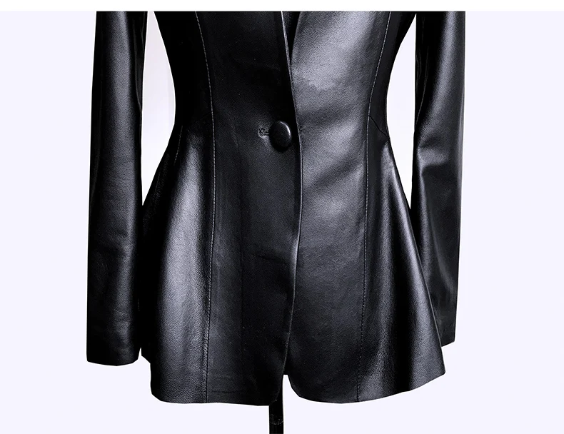 Lautaro Autumn Black Slim Soft Pu Leather Jacket Women Deep V Neck Long Puff Sleeve Elegant Luxury Skirted Blazer Fashion 2021