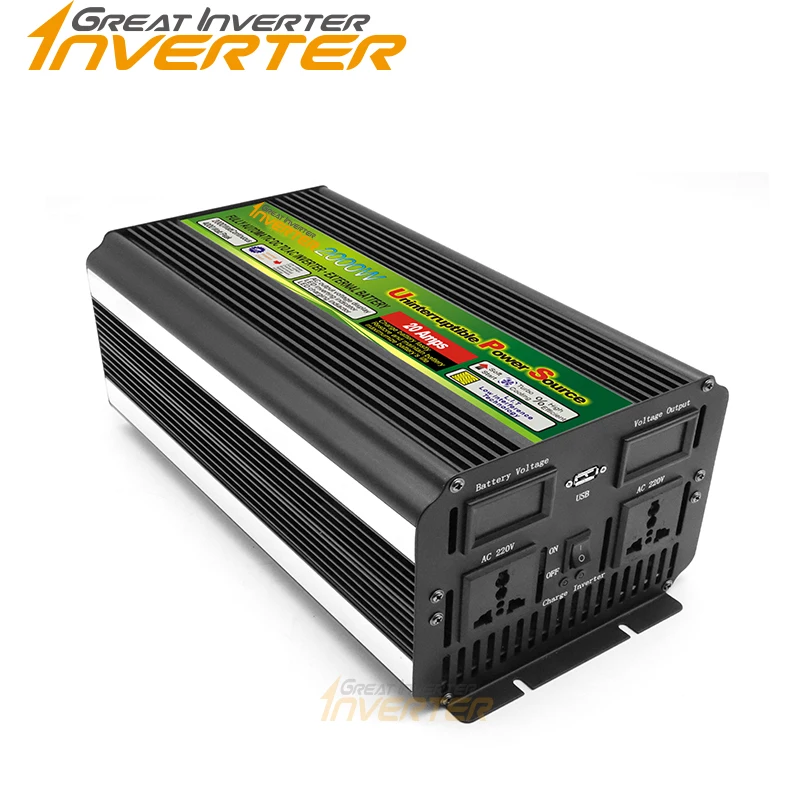 2000W Modified Sine Wave Inverter DC 12V/24V to AC 220V 110V Voltage outdoor Transfer Converter Charging Inverter Adapter