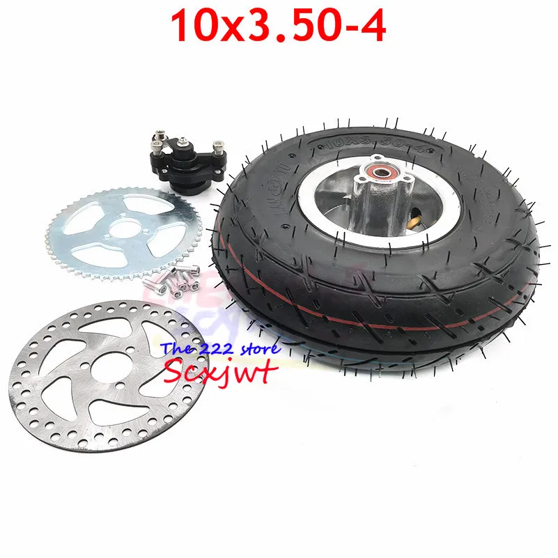 4 Inch Hub Rim with 10x350-4 Tube Tyre Brake Disc Sprocket  Pump 10x3.50-4 Tires Wheels Fits ATV Quad Go Kart 47cc 49cc