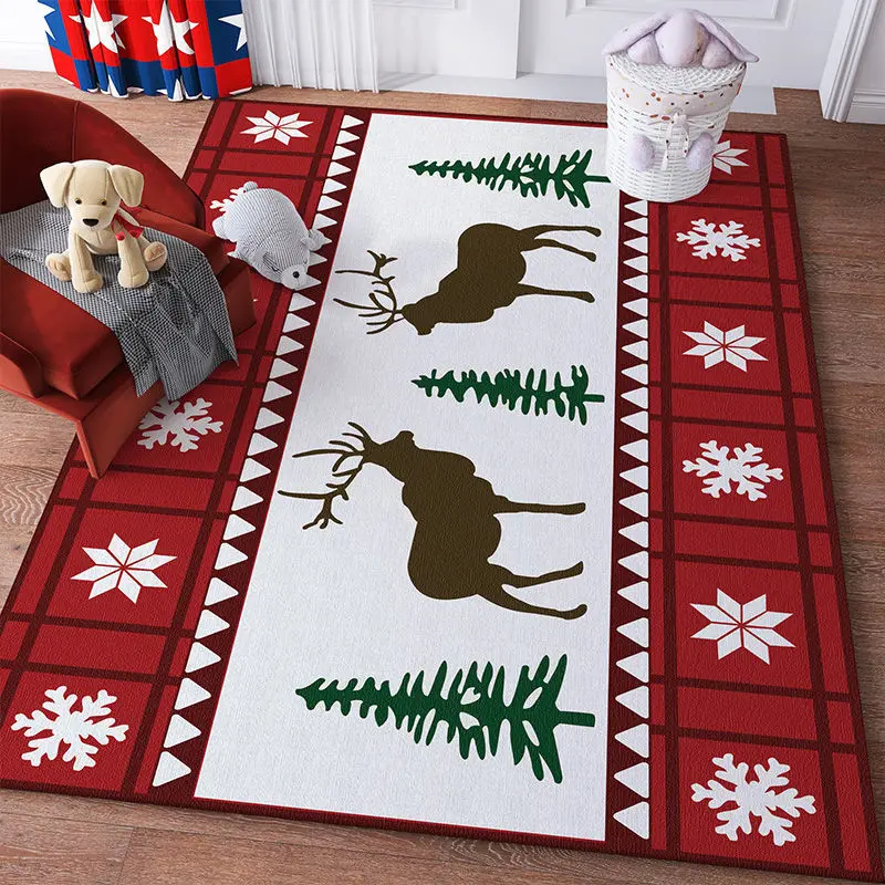 

Christmas Kitchen Mat Rectangle Entrance Doormat Bedroom Home Floor Decoration Living Room Carpet Hallway Bathroom Anti-slip Rug