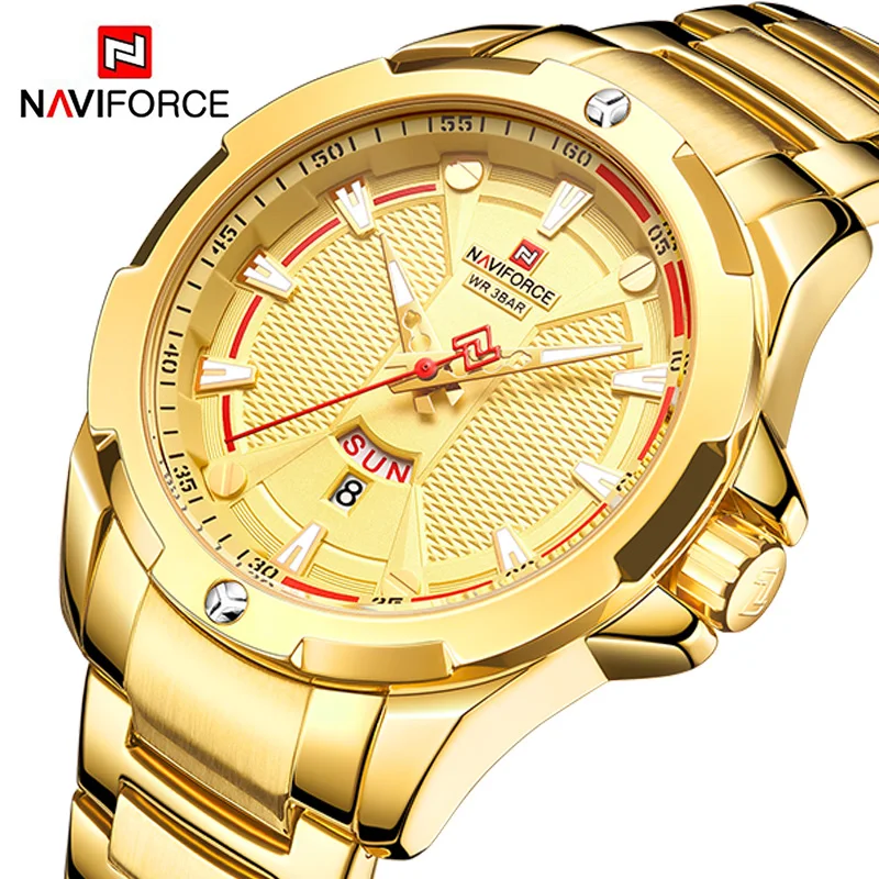 NAVIFORCE Top Luxury Watch Gold Sport Watches For Men Military Quartz Wristwatch Casual Waterproof Clock Male Relogios Masculino