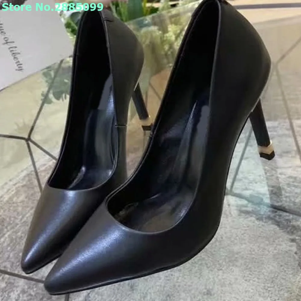 

Black Solid Slip On Ankle Pumps Pointed Toe Thin High Heels Shallow Casual Women Summer Spring Party Dress Wedding Pump Shoes