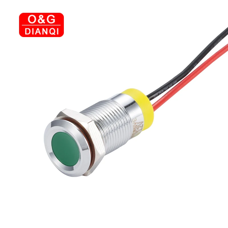 IP66 Waterproof One Color Flashing LED Metal Warning Indicator Light 10mm Pilot Signal Lamp 3V 6V 12V 24V 36V DC with Wire