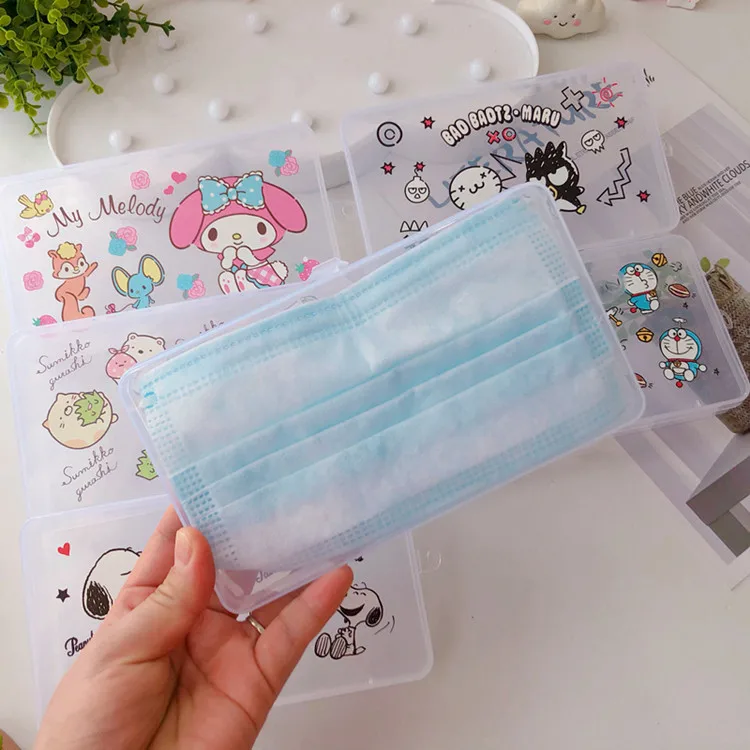 Cute Mask Case Mask Storage Box Portable Mask Packaging Box Dustproof Disposable Mask Storage Case Plastic Mask Storage Folder